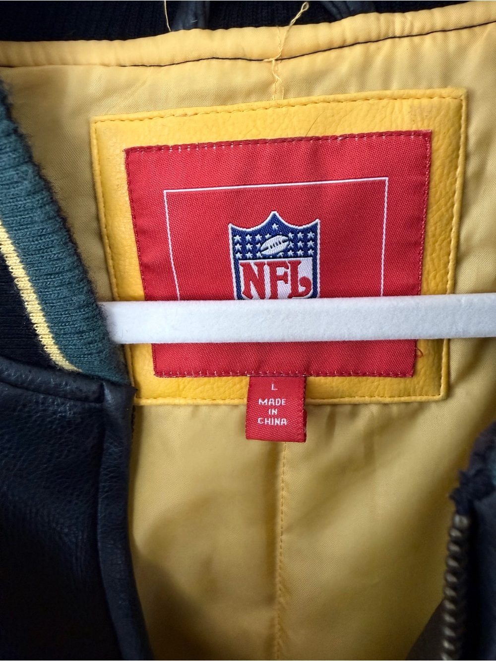 VTG NFL Green Bay Packers Faux Leather Bomber Jacket Size Large - Picture 7 of 8